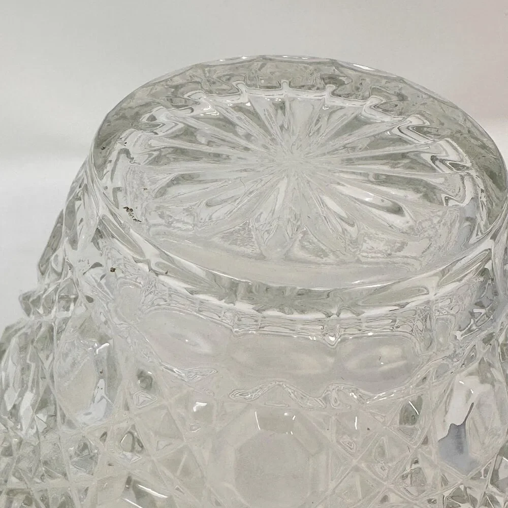 Vintage Lead Diamond Cut Mini Ice Bucket Barware Glass Biscuit Jar 6.25 x 6.5